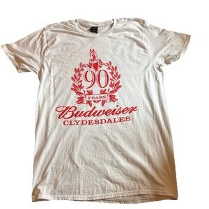 Budweiser Clydesdales 90 Years White Hanes Perfect Tshirt Cotton Tee Size Large